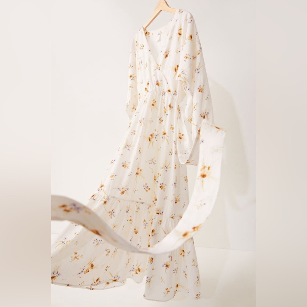 Wildflower collection floral long sleeve wrap maxi dress